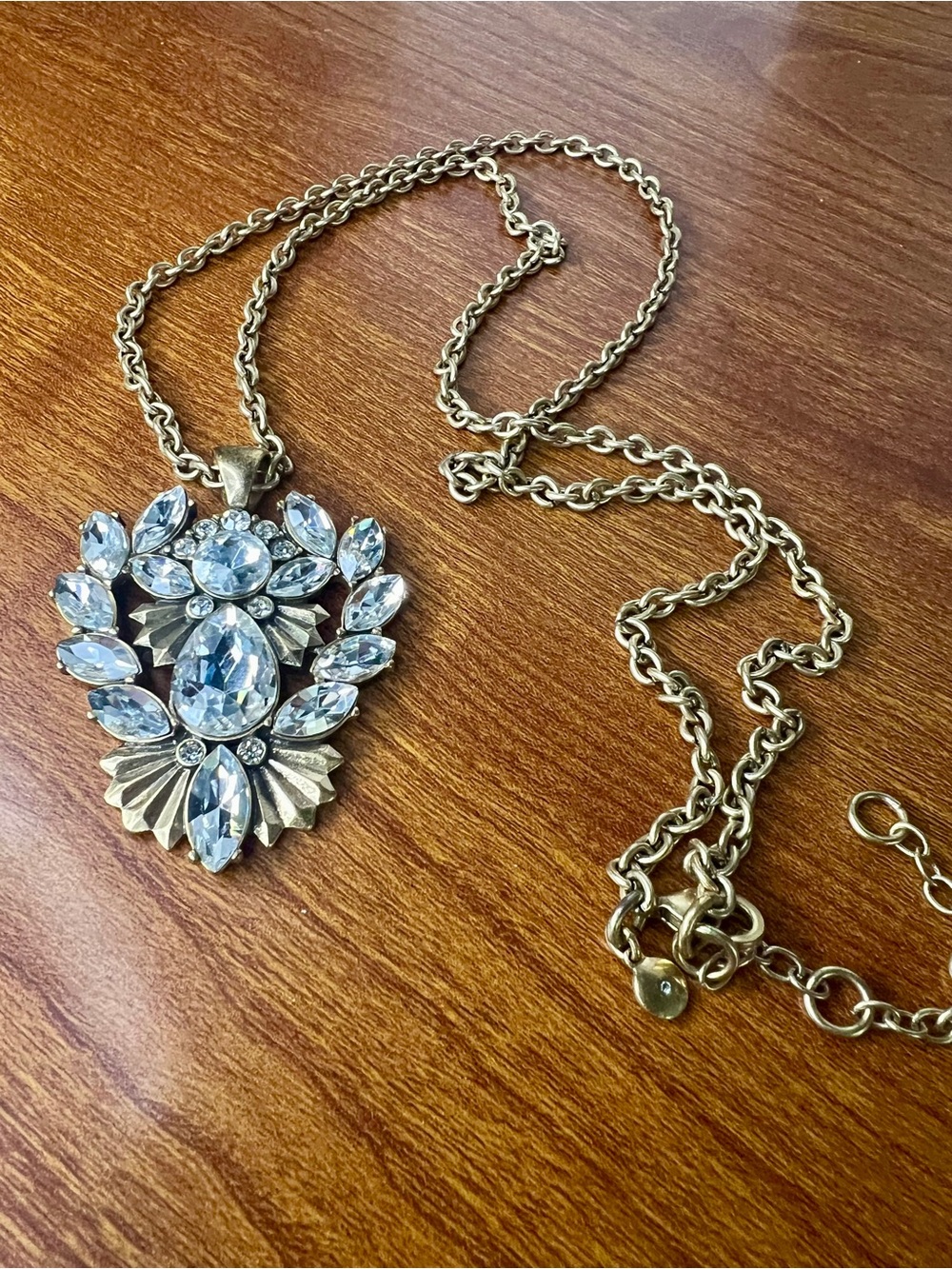 J. Crew Gold-Tone Clear Crystal Statement Pendant Necklace